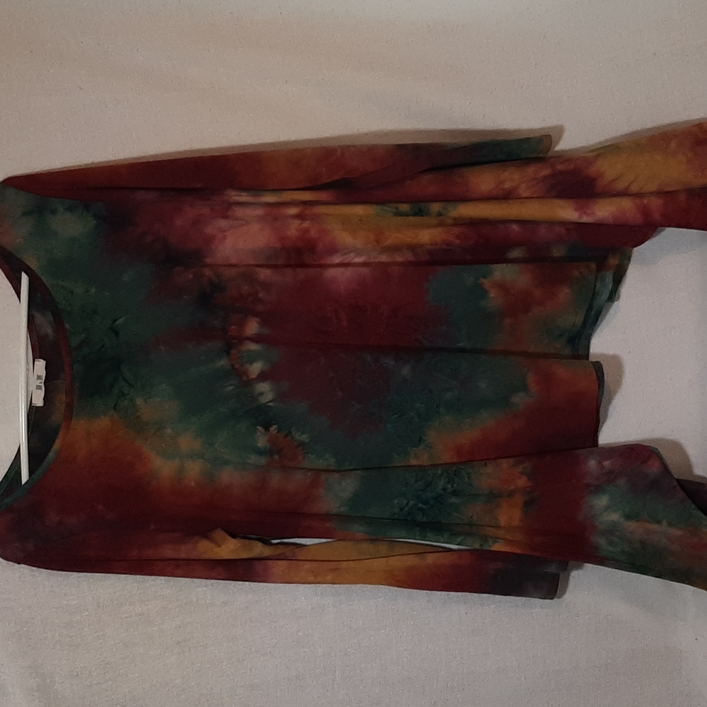 Tie-Dye Long Sleeve Asymmetrical Tunic Top - Multi